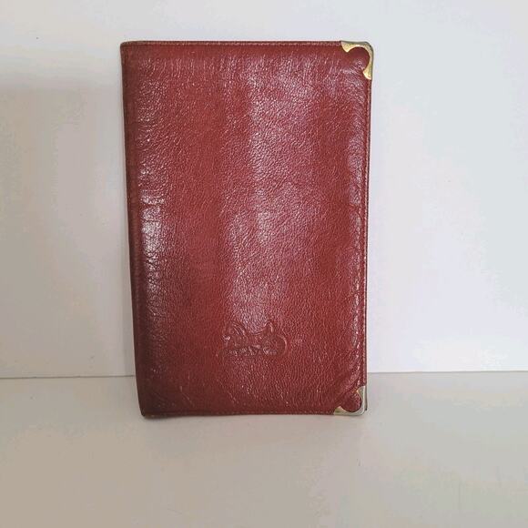 Celine Vintage Notbook Cover Notebook Book Case 4x6 Red Bifold Leather Italian - Picture 1 of 9